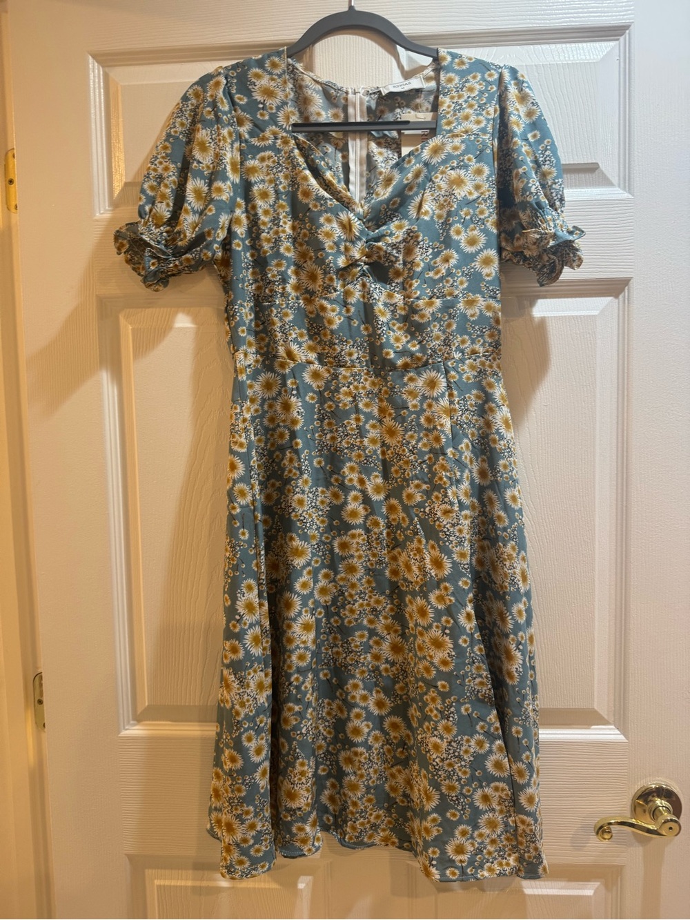 RIHOAS Blue Floral Tie-Front Midi Dress